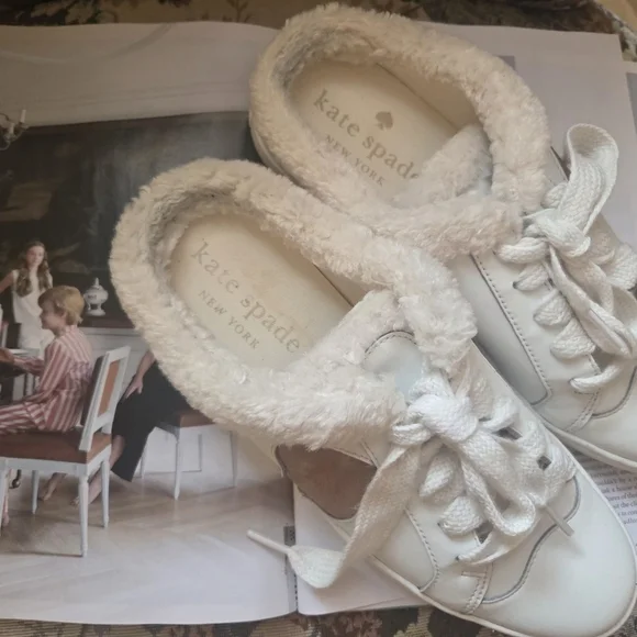 Kate Spade White Cream Cozy Slippers - Picture 5 of 5